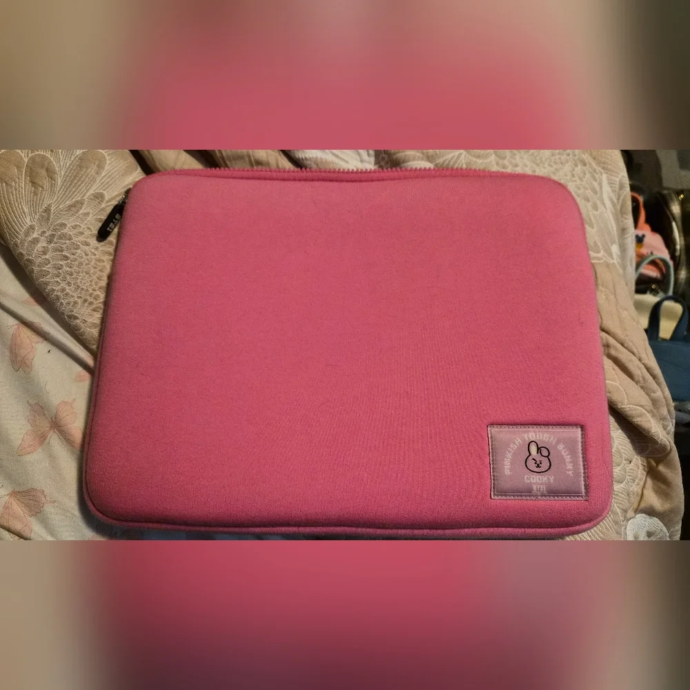 Pink Plush Bunny Laptop Sleeve